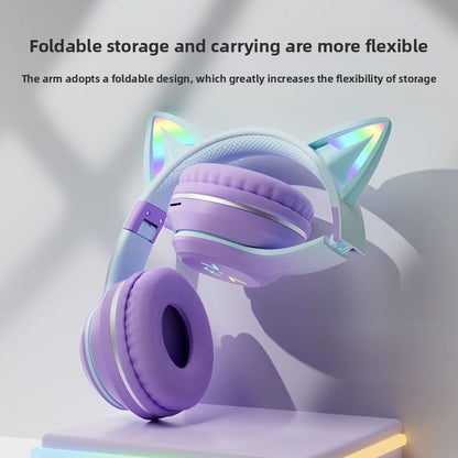 Bluetooth Gaming Headset with Cat Ear Lights