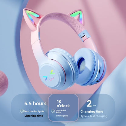 Bluetooth Gaming Headset with Cat Ear Lights