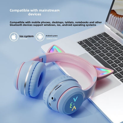 Bluetooth Gaming Headset with Cat Ear Lights