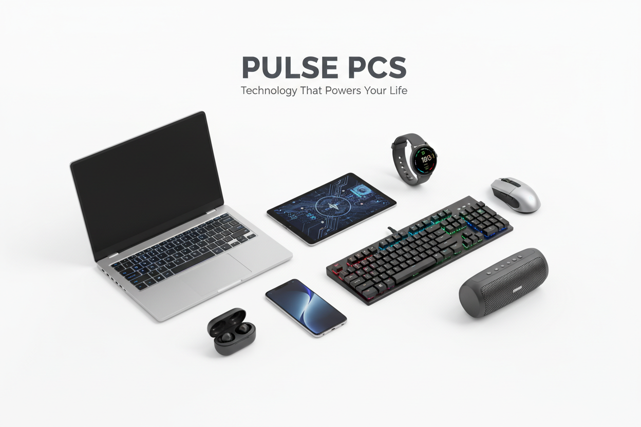 Pulse PCs White Background Tech Gadgets Banner